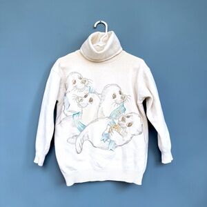 Iceberg Archive 1991 Angora Wool Seal Graphic Sweater